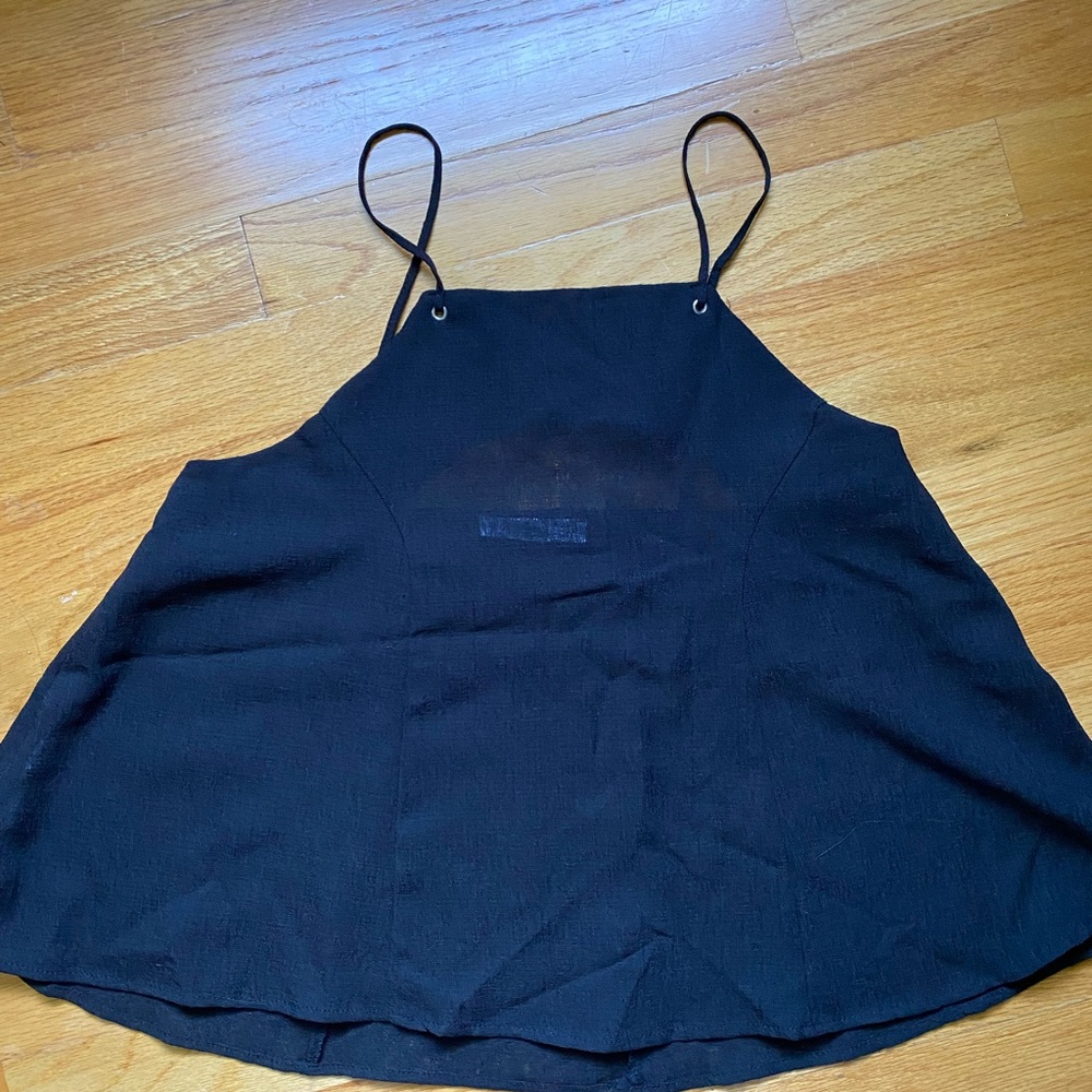 Mango Black Linen Top